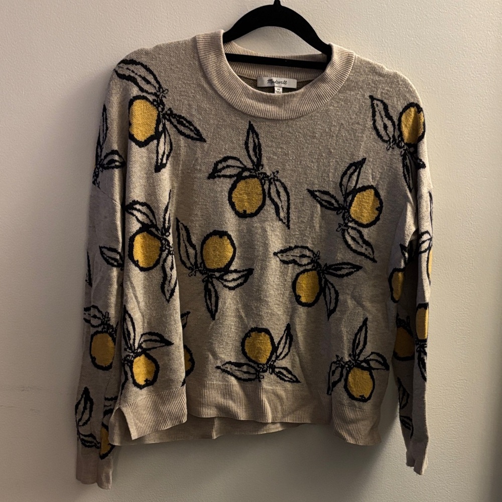 Lemon Patterned Sweater - Cream and Yellow